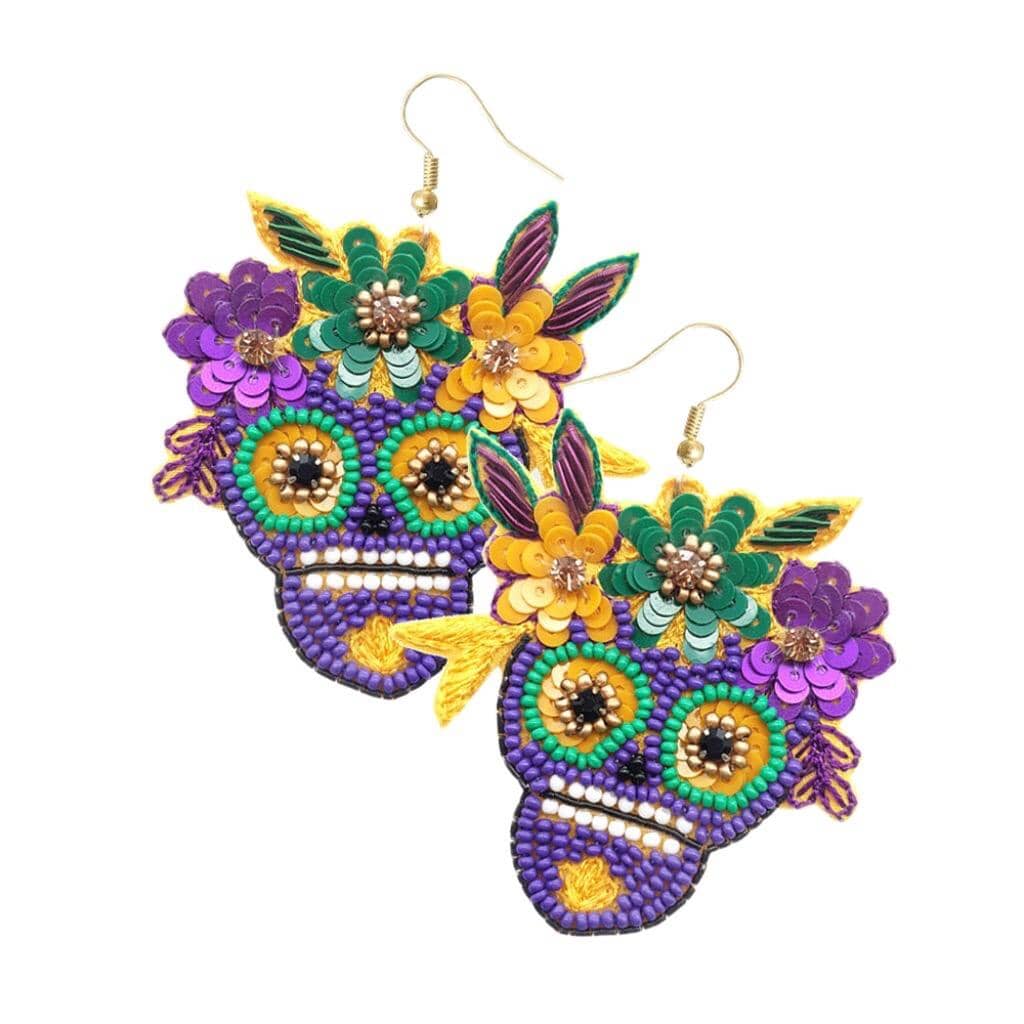 Mardi Gras Skull Earrings