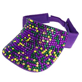 Bling Studded Mardi Gras Visor Hat Multi
