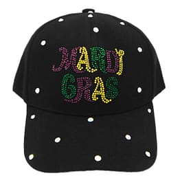 Bling Studded Mardi GRAS Message Accented Baseball Cap Multi