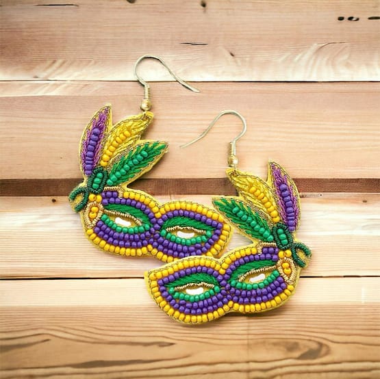 Mardi Gras Party Mask Dangle Earrings - Image 3