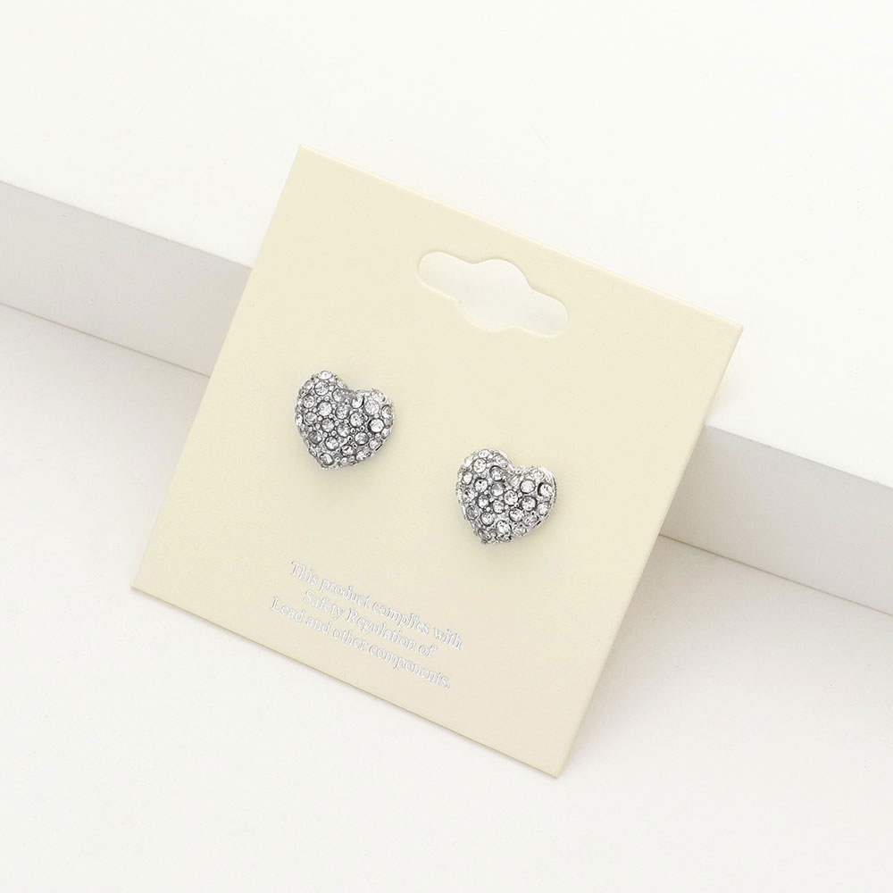 Crystal Pave Heart Stud Earrings