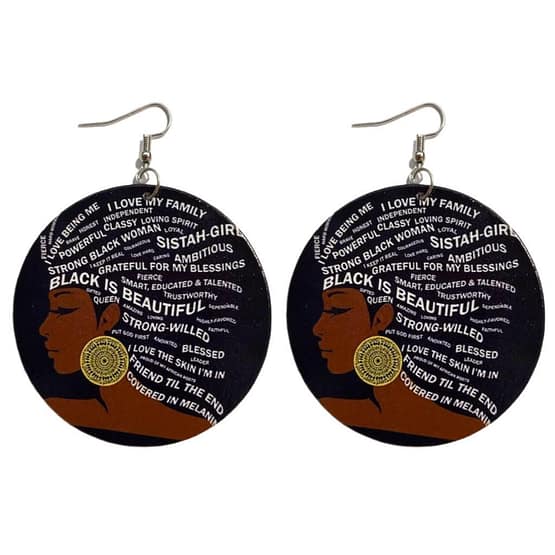 "She's Fierce" Wood Earrings - Image 5