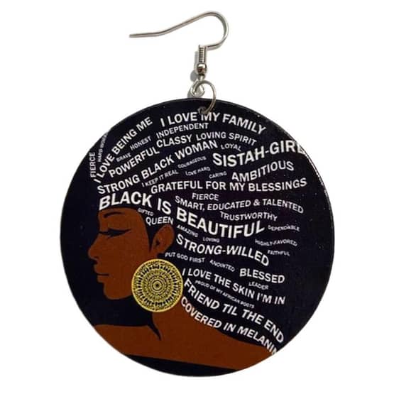 "She's Fierce" Wood Earrings - Image 2
