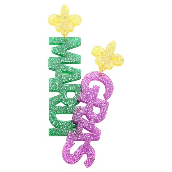 Mardi Gras Drop Earrings