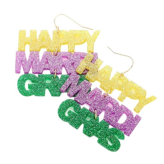 Mardi Gras Drop Earrings