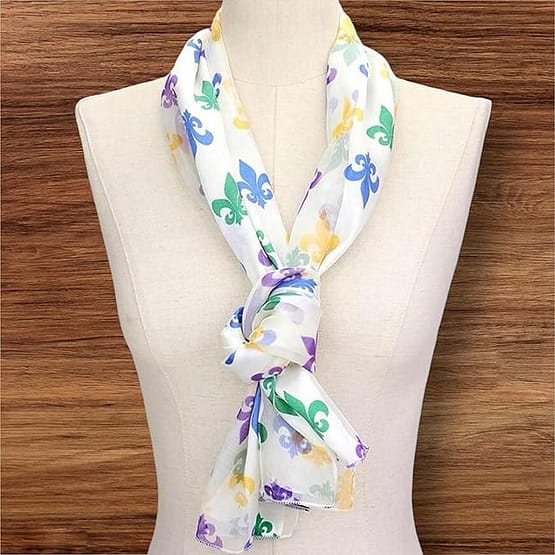 Mardi Gras Fleur de Lis Patterned Lightweight Scarf - Image 6