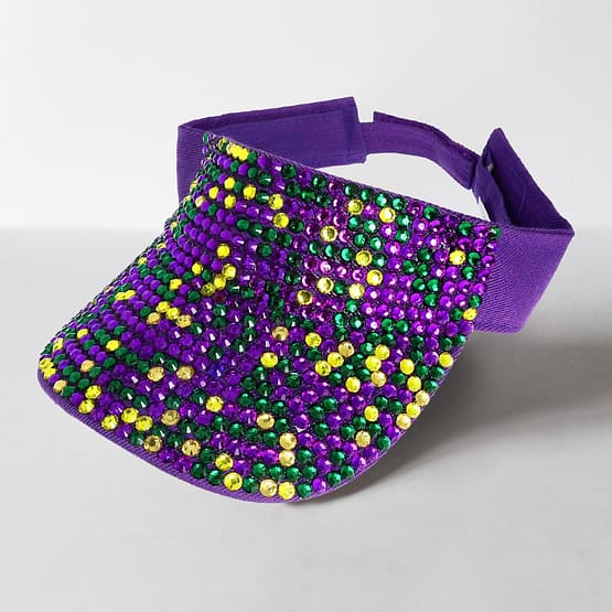 Bling Studded Mardi Gras Visor Hat Multi - Image 2