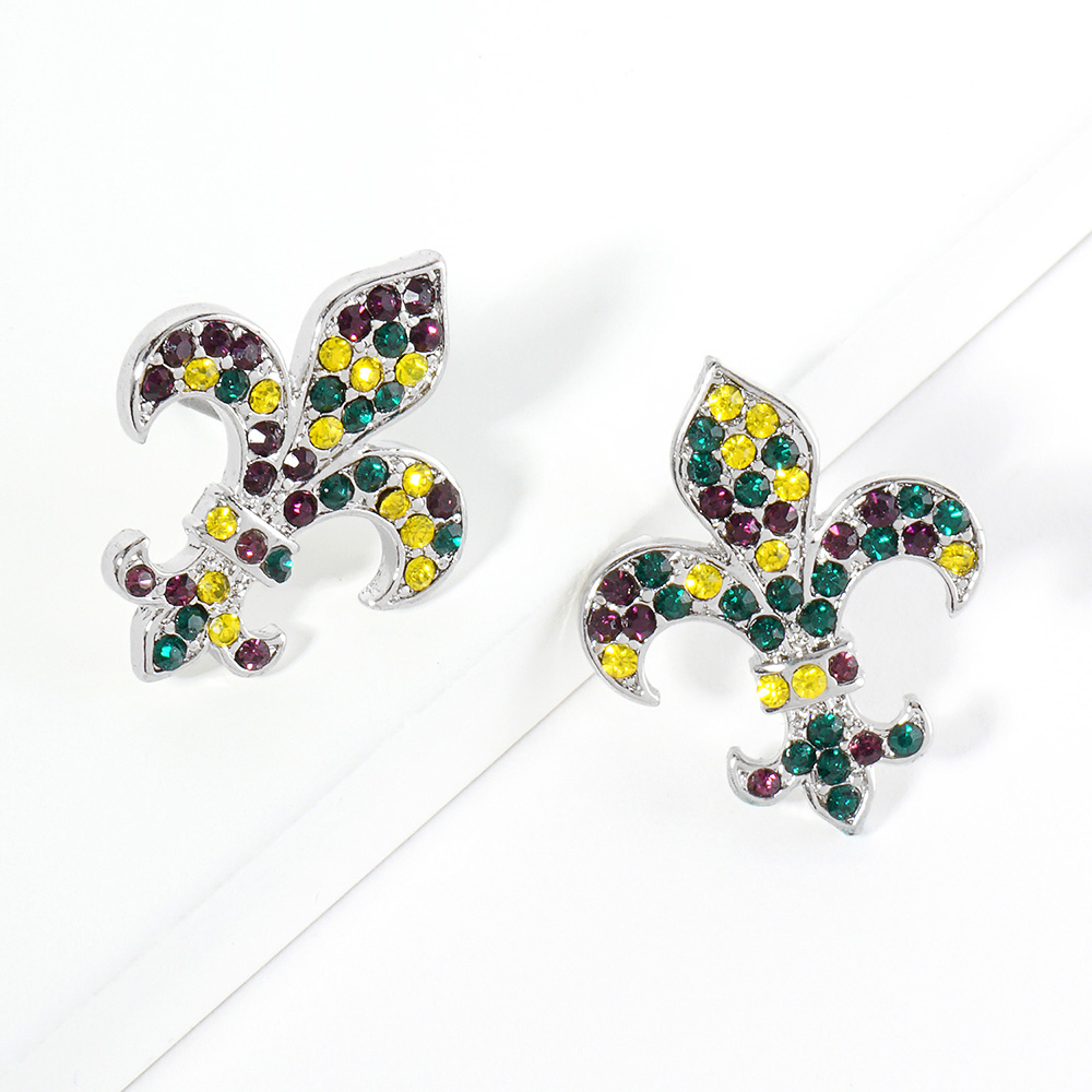 Fleur de Lis Mardi Gras Dangle Earrings - Image 2