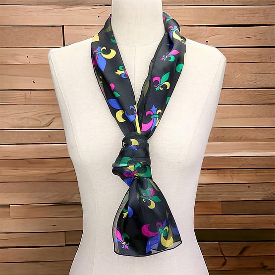 Mardi Gras Fleur de Lis Patterned Lightweight Scarf - Image 4