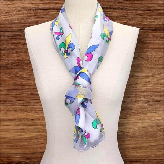 Mardi Gras Fleur de Lis Patterned Lightweight Scarf - Image 3