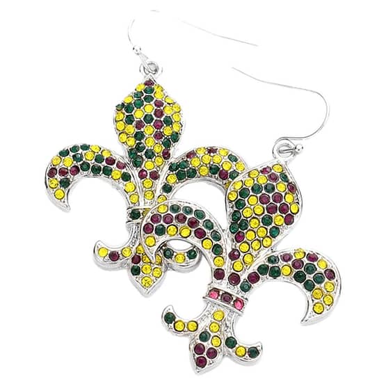 Fleur de Lis Mardi Gras Dangle Earrings