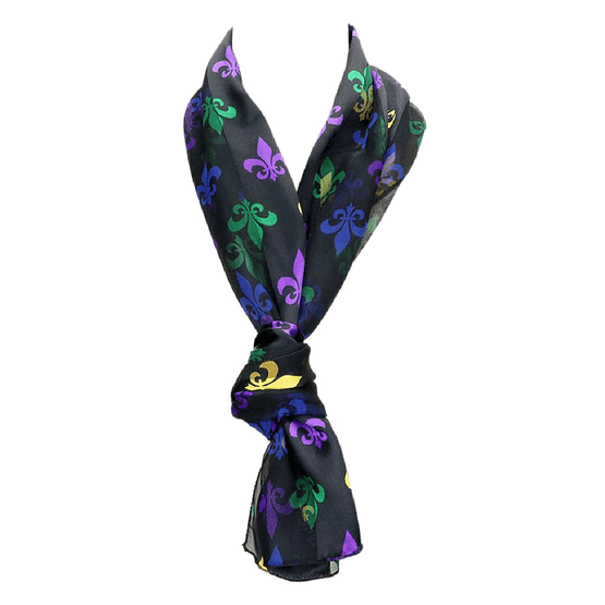 Mardi Gras Fleur de Lis Patterned Lightweight Scarf
