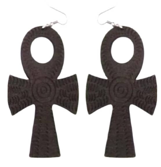 Engraving Earrings African Ankh