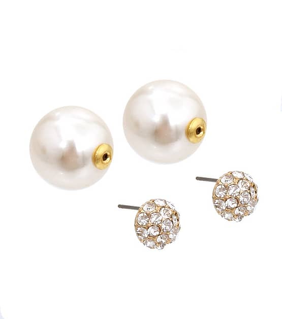 Pearl Ball Two Stud Earrings - Image 2