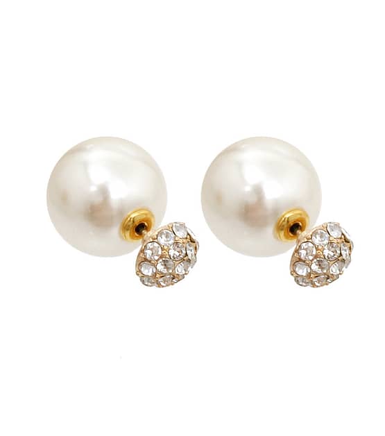 Pearl Ball Two Stud Earrings
