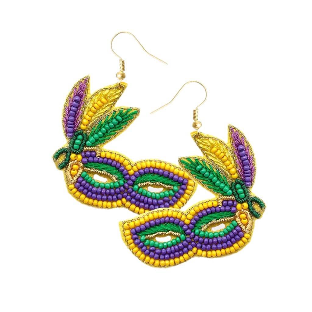 Mardi Gras Party Mask Dangle Earrings